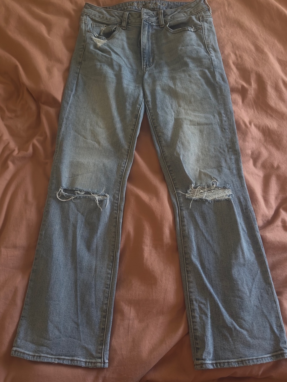 Light Blue Distressed Wide-Leg Women’s Jeans